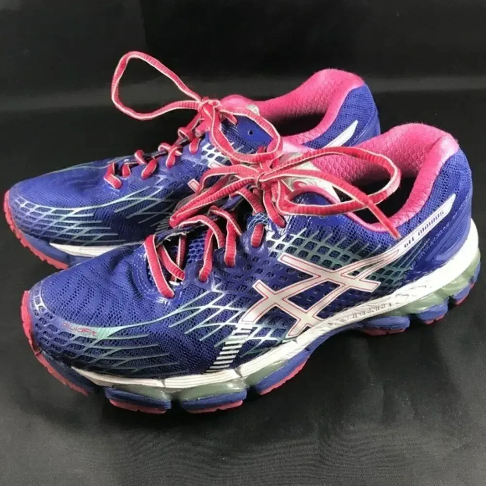 Excellent Asics GEL Nimbus 17 Womens 7.5 Royal Blue Magenta White 39 EUR